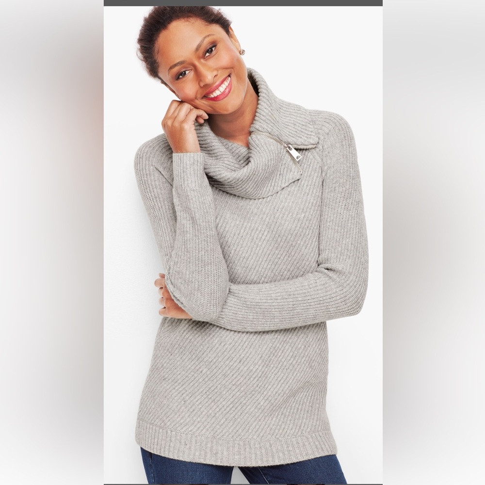 Talbots Light Gray Cowl Neck Sweater